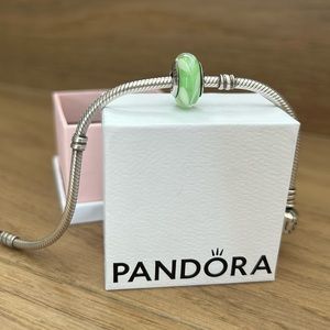 PANDORA Murano Glass Green Swirl 💎 Retired and rare!!